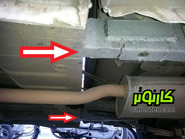 قسمت بار تنها به وسیلهی این دو پروفیل آهنی به هم متصل میشوند! پهنای هر کدام از آنها در حدود ۳ سانتیمتر است که به نظر نمیرسد حتی توانایی نگهداری آریسان بدون بار را داشته باشد.